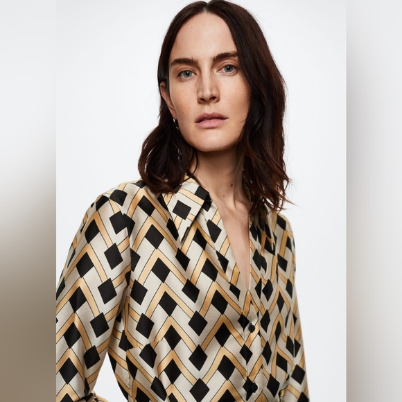 🔥Last 2🔥MANGO Geometric print shirt dress - Picture 3 of 5
